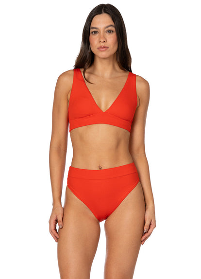 Thumbnail - Foto de Red Camelia Allure Long Line Triangle Bikini Top by Maaji - Tops - Vestidos de Baño - 1