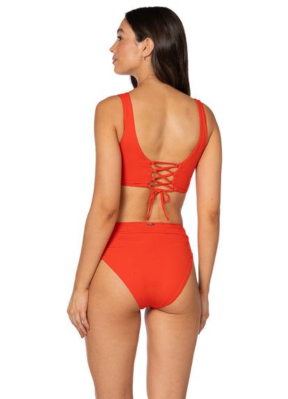  Foto de Red Camelia Allure Long Line Triangle Bikini Top by Maaji - Tops - Vestidos de Baño