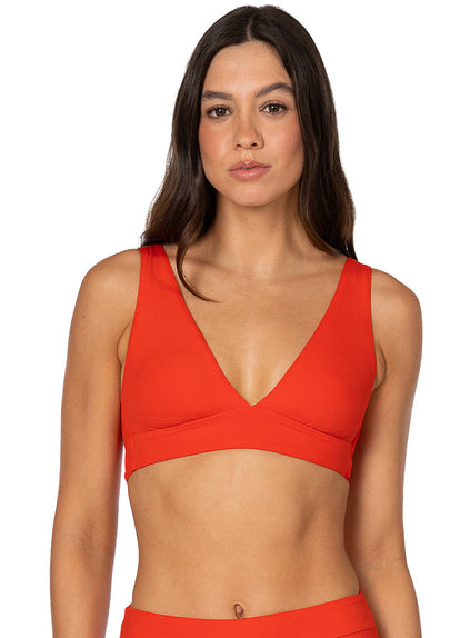  Foto de Red Camelia Allure Long Line Triangle Bikini Top by Maaji - Tops - Vestidos de Baño