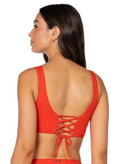  Foto de Red Camelia Allure Long Line Triangle Bikini Top by Maaji - Tops - Vestidos de Baño