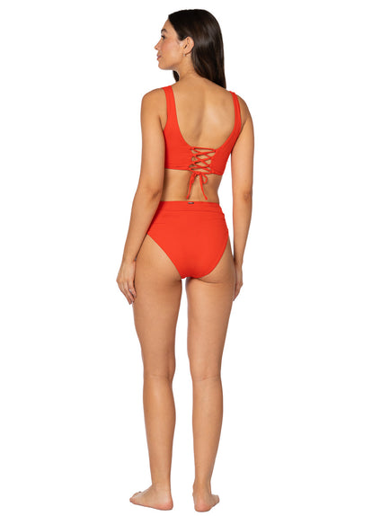 Thumbnail - Foto de Red Camelia Allure Long Line Triangle Bikini Top by Maaji - Tops - Vestidos de Baño - 9