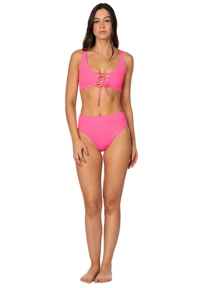  Foto de Radiant Pink Allure Long Line Triangle Bikini Top by Maaji - Tops - Vestidos de Baño