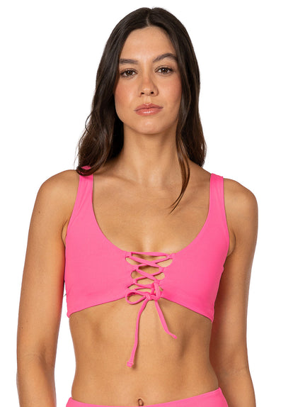  Foto de Radiant Pink Allure Long Line Triangle Bikini Top by Maaji - Tops - Vestidos de Baño
