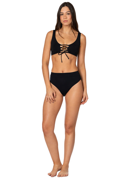  Foto de Jade Black Allure Long Line Triangle Bikini Top by Maaji - Tops - Vestidos de Baño