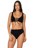 Maaji Jade Black Allure Long Line Triangle Bikini Top
