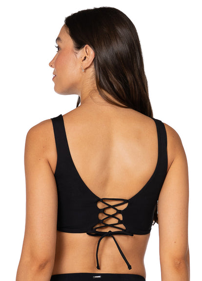  Foto de Jade Black Allure Long Line Triangle Bikini Top by Maaji - Tops - Vestidos de Baño