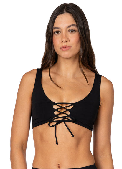 Thumbnail - Foto de Jade Black Allure Long Line Triangle Bikini Top by Maaji - Tops - Vestidos de Baño - 6