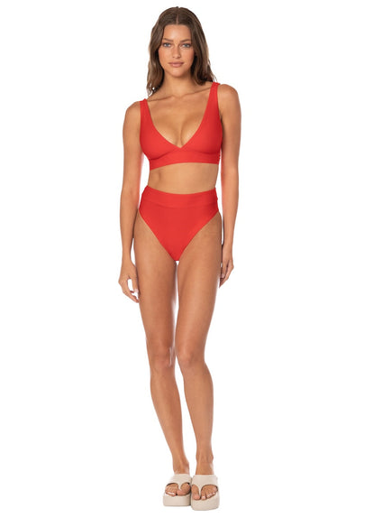 Thumbnail - Foto de Red Camelia Allure Long Line Triangle Bikini Top by Maaji - Tops - Vestidos de Baño - 6