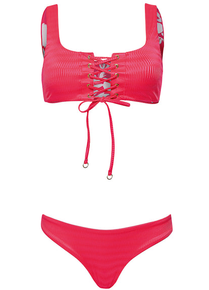  Maaji Lightpink Flowerbed Flirt  Low Rise Thin Side Bikini Bottom