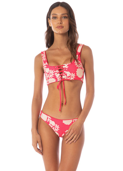  Maaji Lightpink Flowerbed Flirt  Low Rise Thin Side Bikini Bottom