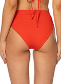 Maaji Red Camelia Suzy Q High Rise Classic Bikini Bottom