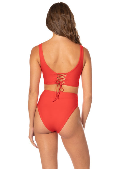  Foto de Red Camelia Suzy Q High Rise Classic  Bikini Bottom by Maaji - Panties - Vestidos de Baño