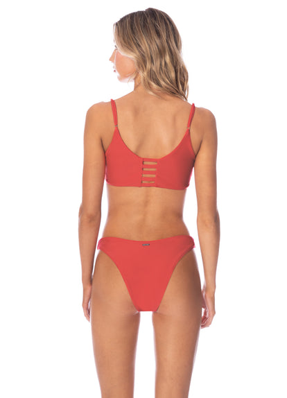  Maaji Red Camelia Praia Classic Bralette Bikini Top