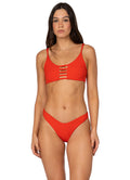Maaji Red Camelia Praia Classic Bralette Bikini Top