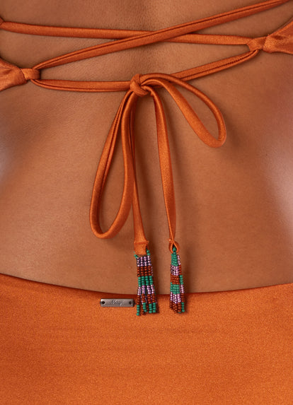  Maaji Satin Umber Parade Triangle Long Line Bikini Top