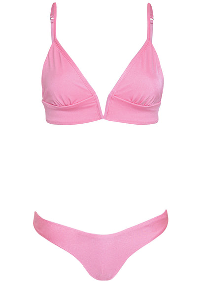 Thumbnail - Maaji Taffy Pink Parade Long Line Triangle Bikini Top - 14