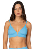 Maaji Stone Blue Parade Long Line Triangle Bikini Top