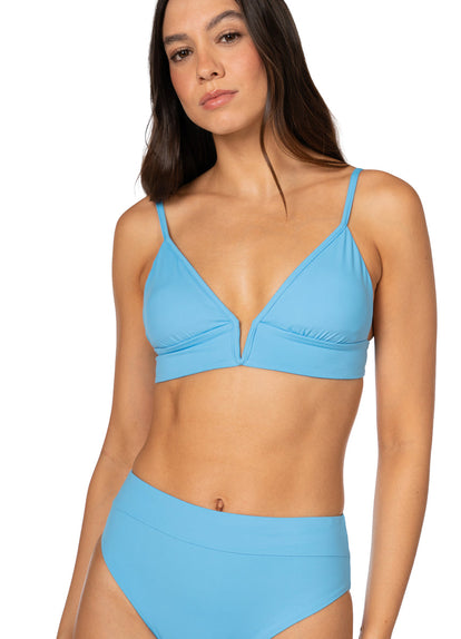  Foto de Stone Blue Parade Long Line Triangle Bikini Top by Maaji - Tops - Vestidos de Baño