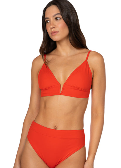  Foto de Red Camelia Parade Long Line Triangle Bikini Top by Maaji - Tops - Vestidos de Baño