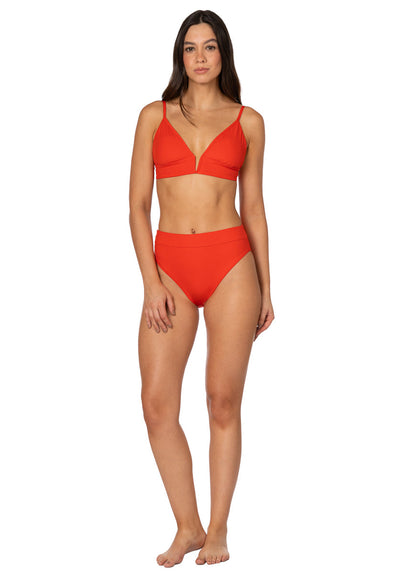 Thumbnail - Foto de Red Camelia Parade Long Line Triangle Bikini Top by Maaji - Tops - Vestidos de Baño - 6