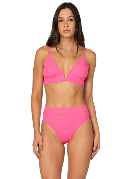  Foto de Radiant Pink Parade Long Line Triangle Bikini Top by Maaji - Tops - Vestidos de Baño