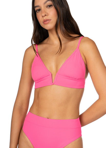 Thumbnail - Foto de Radiant Pink Parade Long Line Triangle Bikini Top by Maaji - Tops - Vestidos de Baño - 5