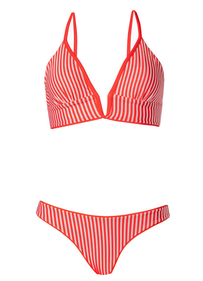 Thumbnail - Foto de Red Camelia Parade Long Line Triangle Bikini Top by Maaji - Tops - Vestidos de Baño - 7