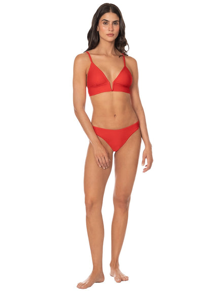 Thumbnail - Foto de Red Camelia Parade Long Line Triangle Bikini Top by Maaji - Tops - Vestidos de Baño - 5