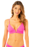 Maaji Radiant Pink Parade Long Line Triangle Bikini Top