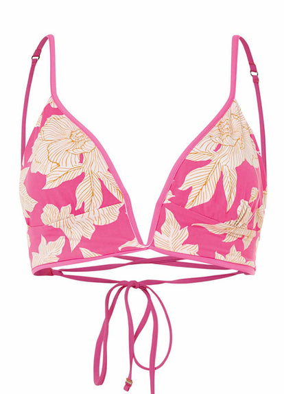  Maaji Radiant Pink Parade Long Line Triangle Bikini Top