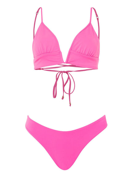  Maaji Radiant Pink Parade Long Line Triangle Bikini Top