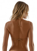 Maaji Brown Satin Umber Balmy Sliding Triangle Bikini Top