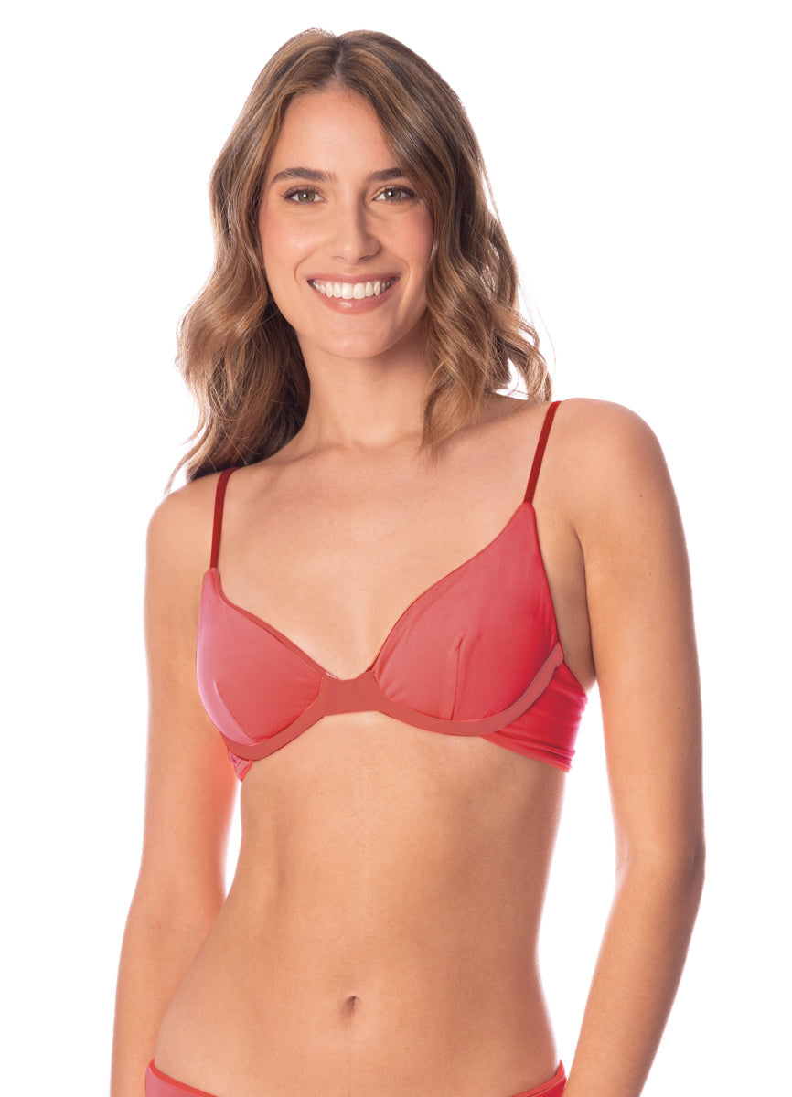 Foto de Red Camelia Dainty Unmolded Underwire Bikini Top by Maaji - Tops - Vestidos de Baño