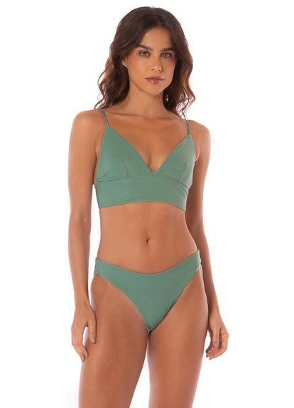  Maaji Shamrock Green Mirage Triangle Long Line Bikini Top