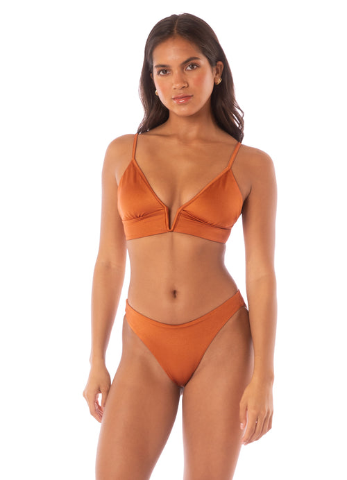 Hover image -  Maaji Satin Umber Sublimity Regular Rise Classic Bikini Bottom