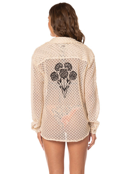  Foto de Monochrome Bloom Lunia Long Shirt by Maaji - Camisas Largas - Ropa de Playa