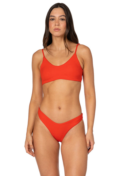  Foto de Red Camelia Splendour Regular Rise Thin Side Bikini Bottom by Maaji - Panties - Vestidos de Baño