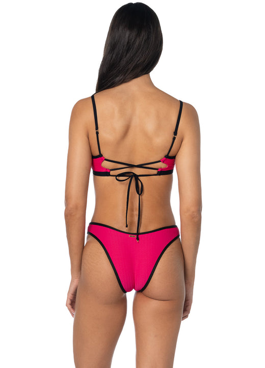 Foto de Electric Rose Splendour Regular Rise Thin Side Bikini Bottom by Maaji - Panties - Vestidos de Baño