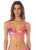 Maaji Poppy Pink Ivy Fixed Triangle Bikini Top