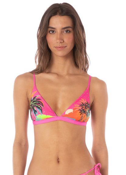 Thumbnail - Maaji Poppy Pink Ivy Fixed Triangle Bikini Top - 3