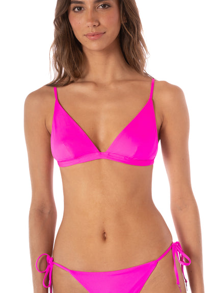Thumbnail - Maaji Poppy Pink Ivy Fixed Triangle Bikini Top - 2