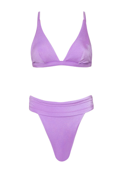 Thumbnail - Maaji Metallic Lilac Ivy Fixed Triangle Bikini Top - 10