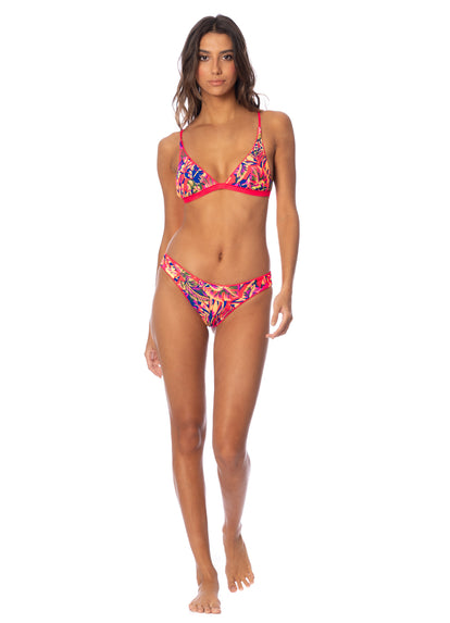 Thumbnail - Maaji Cherry Red Ivy Fixed Triangle Bikini Top - 6