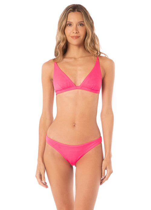 Main image -  bikini top from Maaji – Fuchsia Dianthus ivy fixed triangle bikini top – Category: Apparel , Accessories Clothing Swimwear