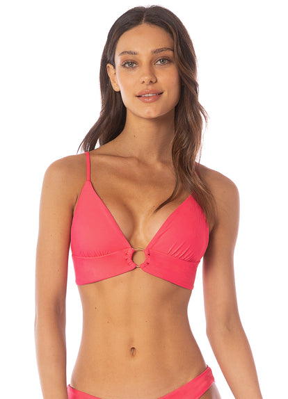  Maaji Cherry Crush Shine  Long Line Triangle Bikini Top