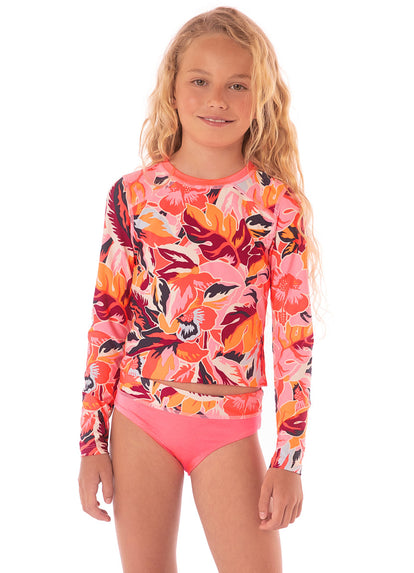  Foto de Coral Leafy Odyssey  Girls Rashguard Set by Maaji - Vestidos De Baño Para Niñas - Niñas