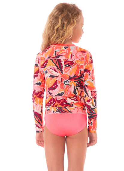  Foto de Coral Leafy Odyssey  Girls Rashguard Set by Maaji - Vestidos De Baño Para Niñas - Niñas