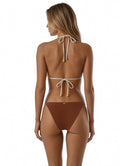 Maaji Amber Brown Micro Midi Bottom Regular Rise Single Strap Bikini Bottom