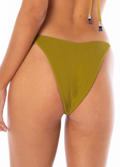  Maaji Engraved Leaves Micro Midi Regular Rise Single Strap Bikini Bottom
