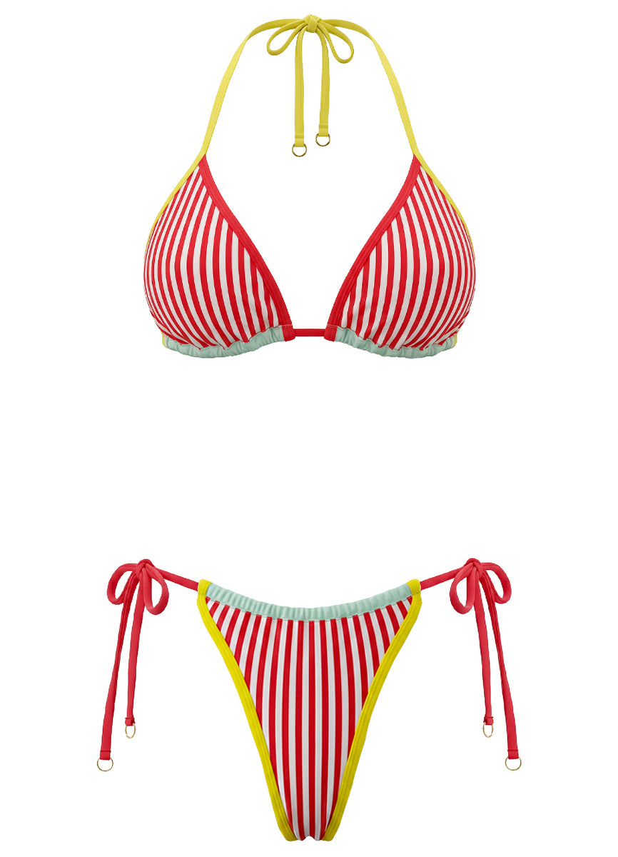 Foto de Tricolor Heat Splashy Low Rise Single Strap Bikini Bottom by Maaji - Panties - Vestidos de Baño